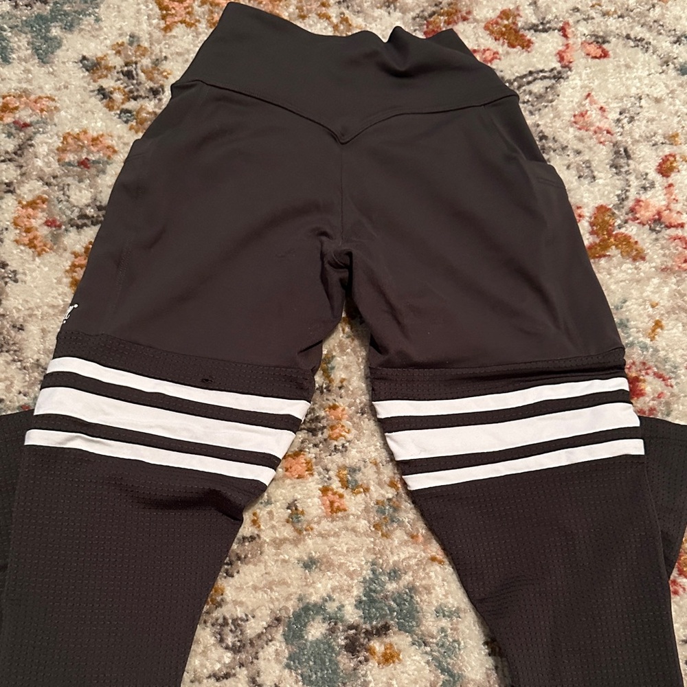 Bombshell Sportswear Black Leggings with White Stripes - Picture 4 of 6